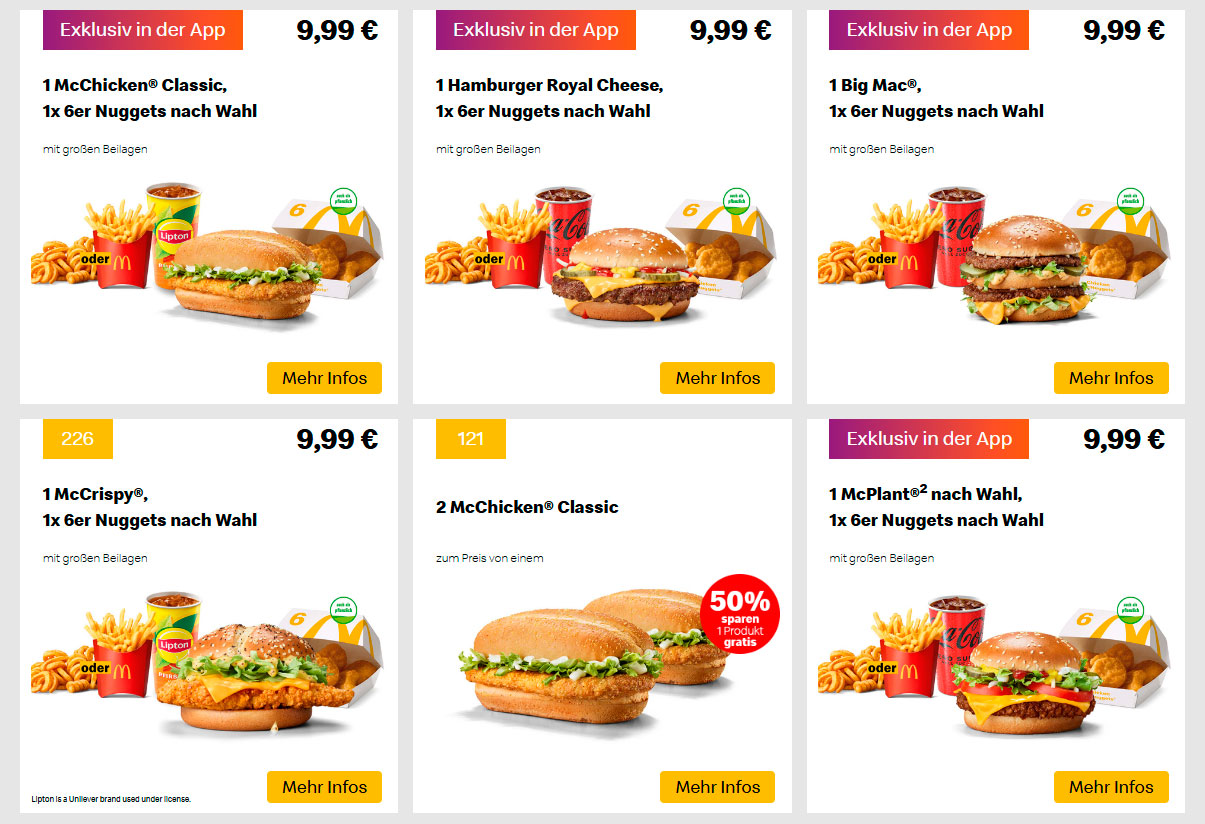 Rabatte in McDonald's in Deutschland