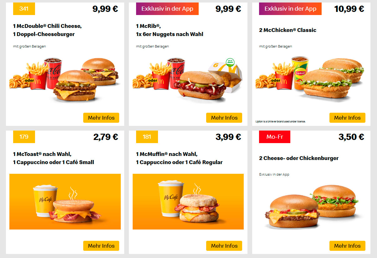 Gutscheine in McDonald's in Deutschland